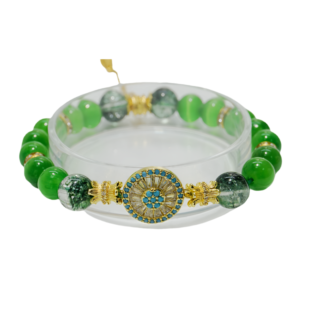 Handmade Green Cat's Eye Bracelet - Attract Opportunities