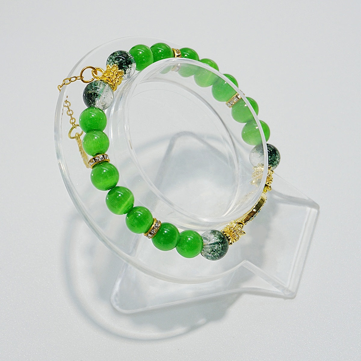 Handmade Green Cat's Eye Bracelet - Attract Opportunities