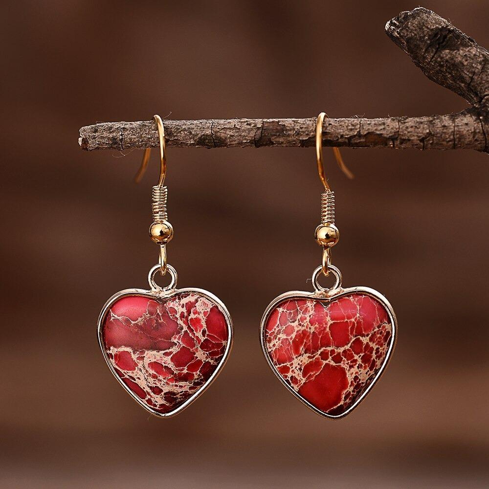 Tiny Hearts Big Love Jasper Dangle Earrings