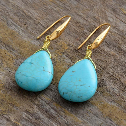 The Green World Turquoise Teardrop Earrings