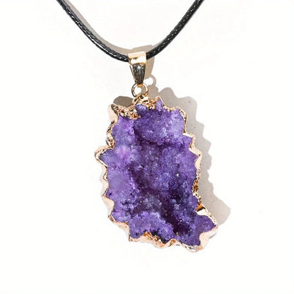 Natural Geode Stone Pendant Necklace