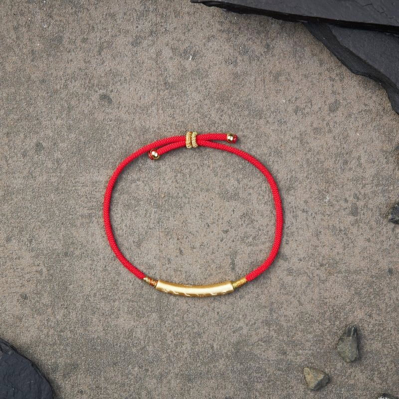 Handmade Tibetan Red String Bracelet - Buddhist Lucky Charm