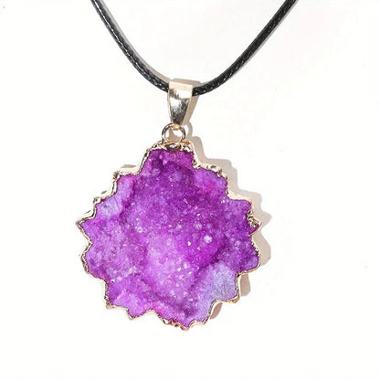 Natural Geode Stone Pendant Necklace