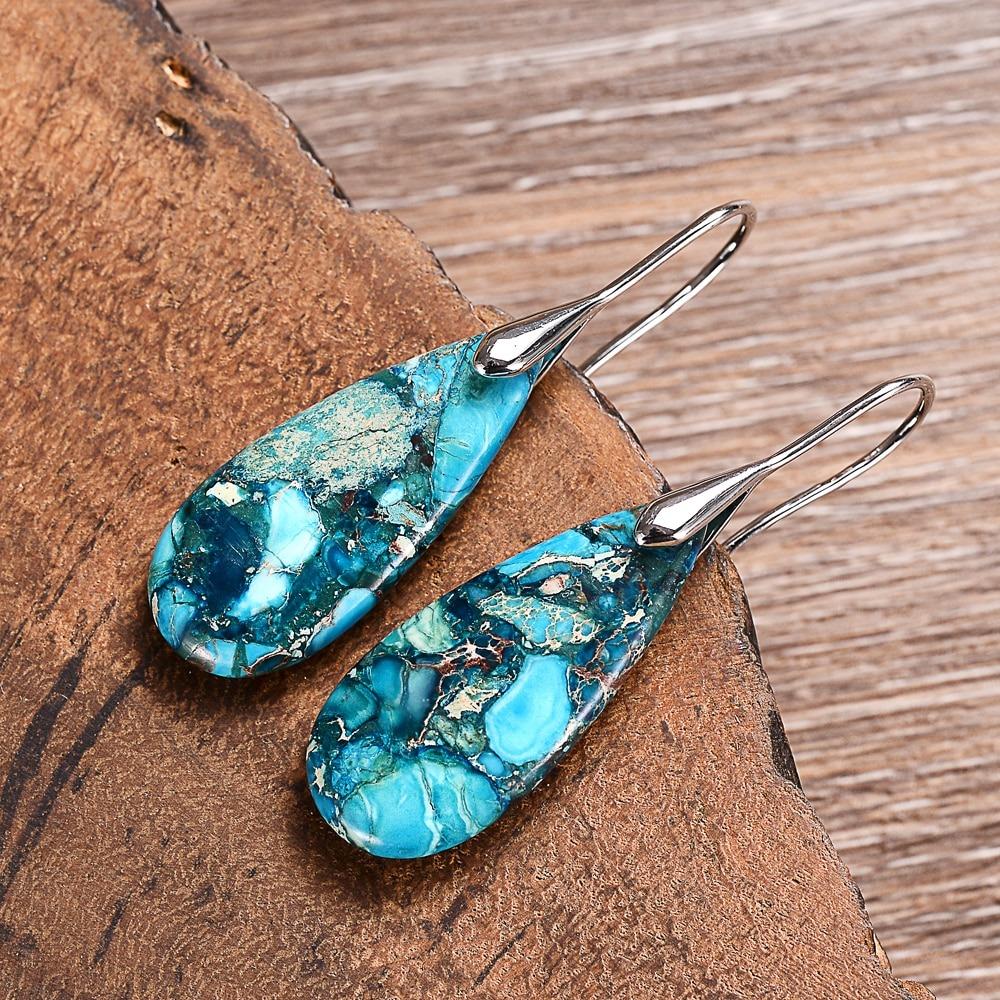 Spring Rain Regalite Stone Teardrop Earrings