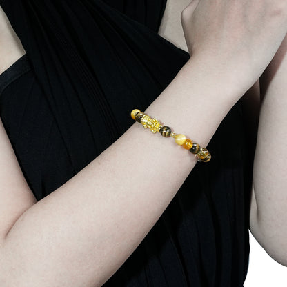 Handmade Citrine Gold Plated PIXIU Bracelet-Attract wealth
