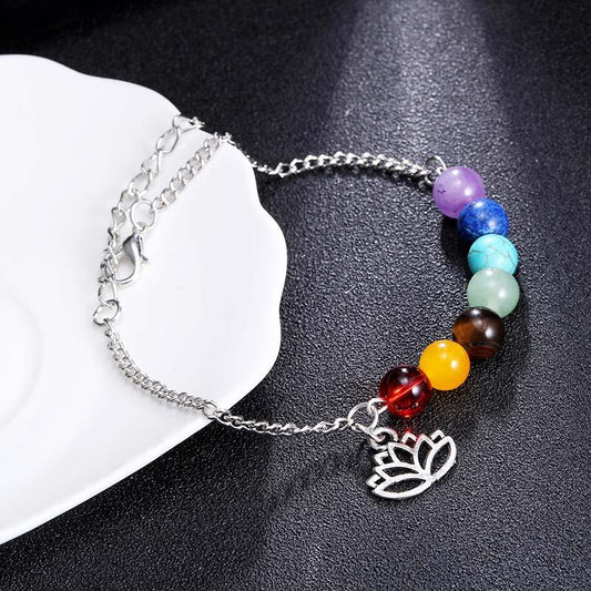 7  Chakra Lottus Charm Anklet