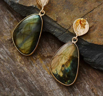 Extremely Elegant Natural Labradorite Teardrop Earrings