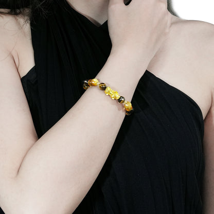 Handmade Citrine Gold Plated PIXIU Bracelet-Attract wealth