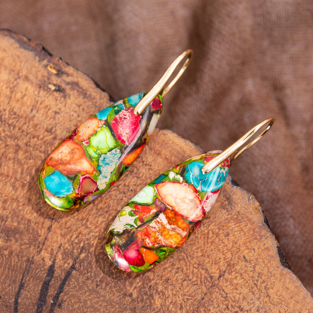 Sunlit Paintings Jasper Teardrop Earrings