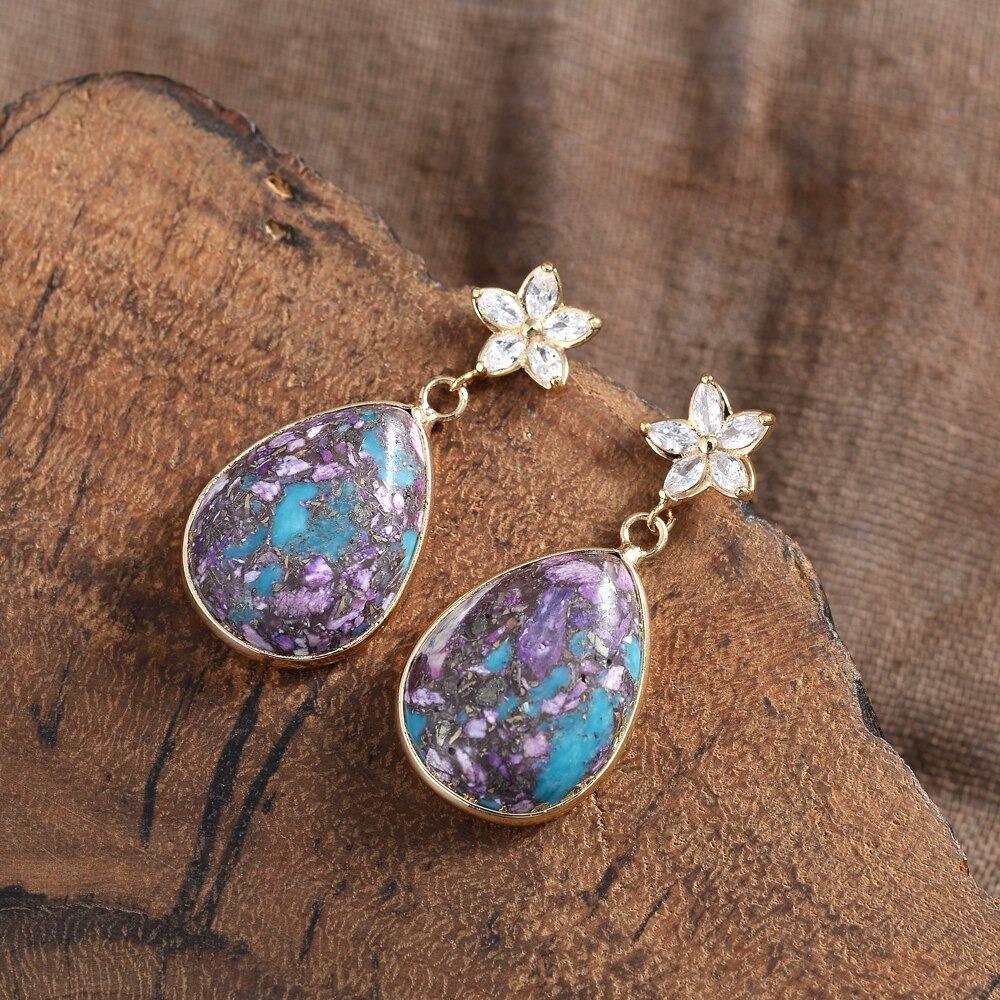 Purple Floral Jasper Earrings