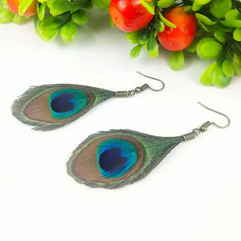 Empress Peacock Feather Earrings