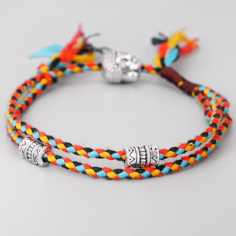 Tibetan Buddhist Rope Bracelet/Anklet with BUDDHA & Accents