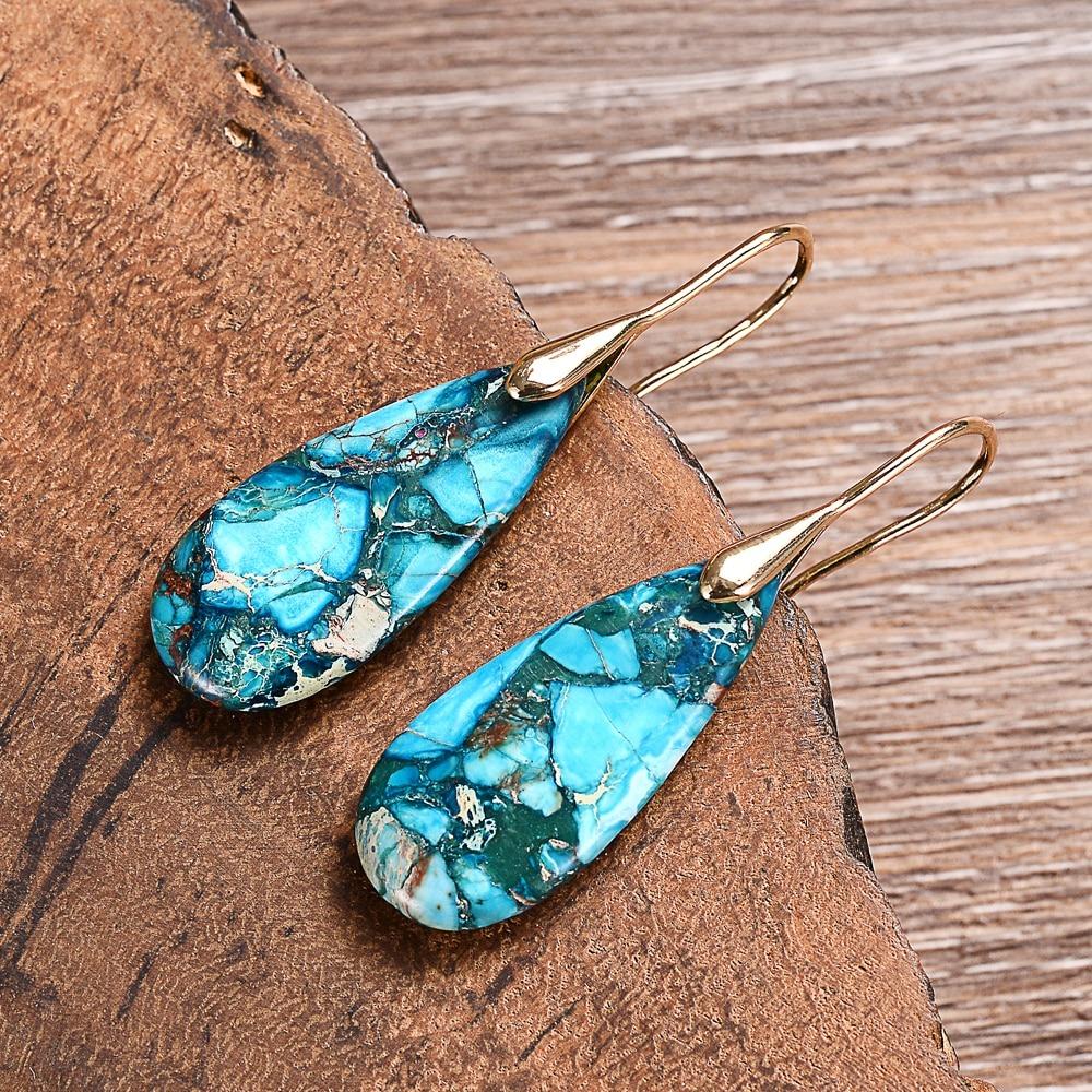 Spring Rain Regalite Stone Teardrop Earrings