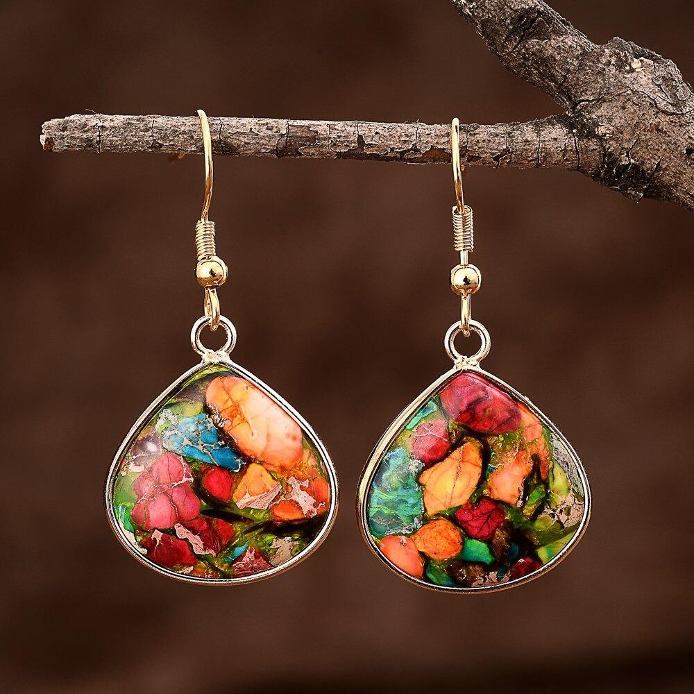 Sunlit Shores Jasper Teardrop Earrings