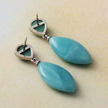 Snow Queen Amazonite Teardrop Earrings