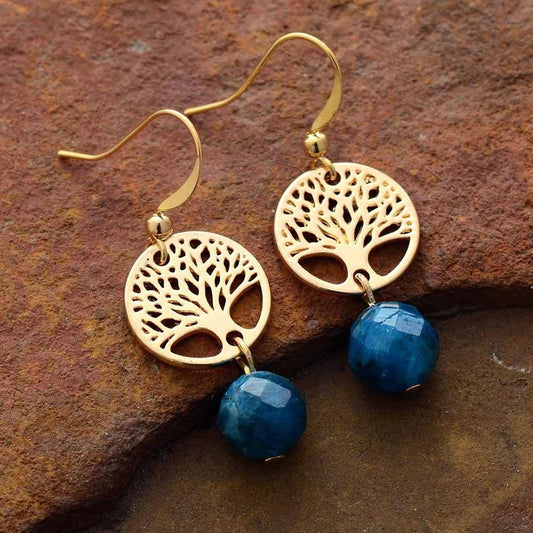 Tree of Life Heart Apatite Earrings