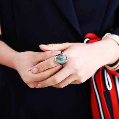 Amazonite Balance Labradorite Ring