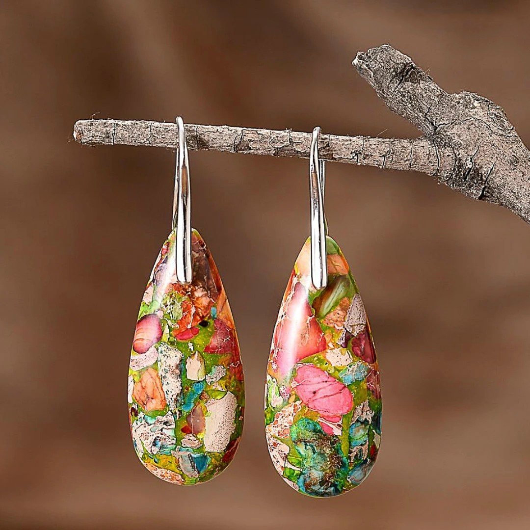 Friends Are Angels Jasper Teardrop Earrings