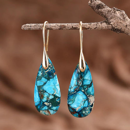 Spring Rain Regalite Stone Teardrop Earrings