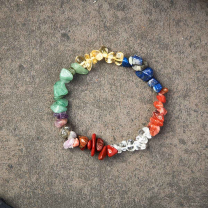 7 Chakra Raw Crystal Bracelet