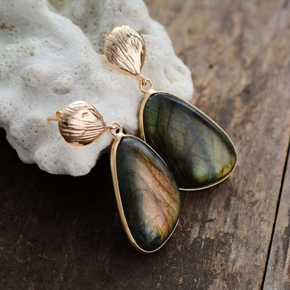 Extremely Elegant Natural Labradorite Teardrop Earrings