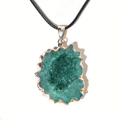 Natural Geode Stone Pendant Necklace