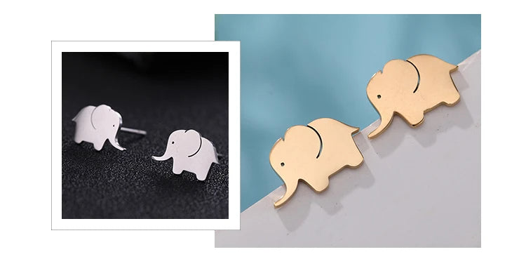 Dainty Elephant Stud Earrings