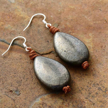 The Earth Pyrite Teardrop Earrings