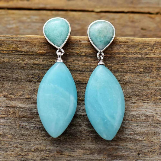 Snow Queen Amazonite Teardrop Earrings