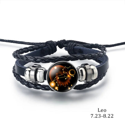 Zodiac Constellations Astrology Spirit Braided Leather Bracelet