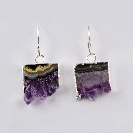 Amethyst Slice Druzy Earrings