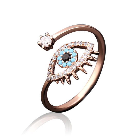 Resizeable Evil Eye Protection Rose Gold Ring
