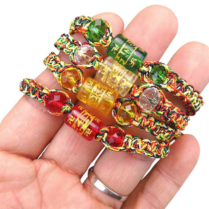 Retro Tibetan 6 Words Mantra Lucky Charm Braided Bracelet