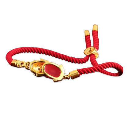 Handmade Wealth Attractor Red Agate Pixiu Handwoven Bracelet