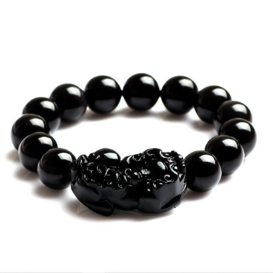 Natural Black Obsidian Pixiu Wealth Bracelet