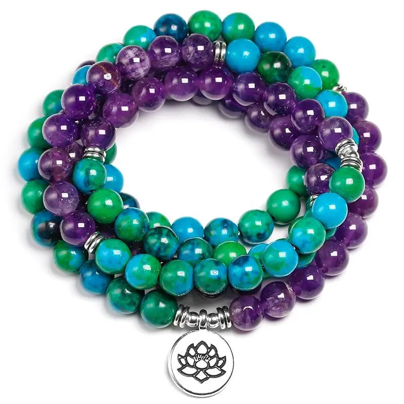 Chrysocolla Amethyst 108 Mala