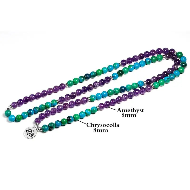 Chrysocolla Amethyst 108 Mala