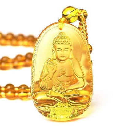 Citrine Guardian Buddha Pendant Necklace