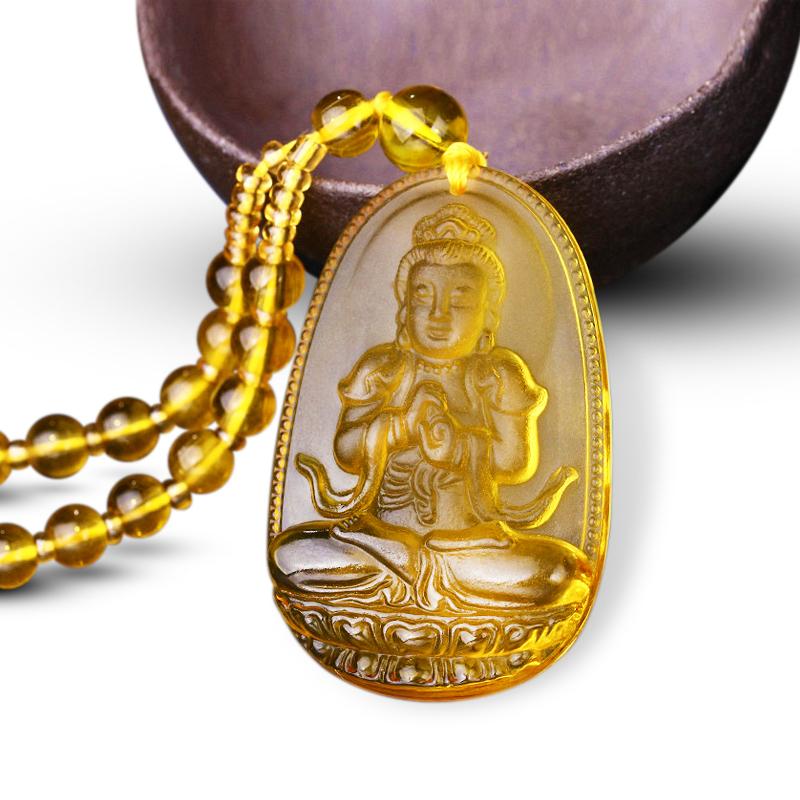 Citrine Guardian Buddha Pendant Necklace