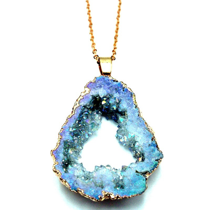 Blue Crystal Geode Necklace