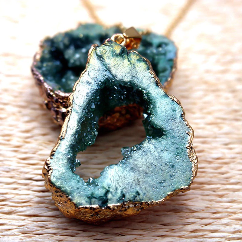 Blue Crystal Geode Necklace