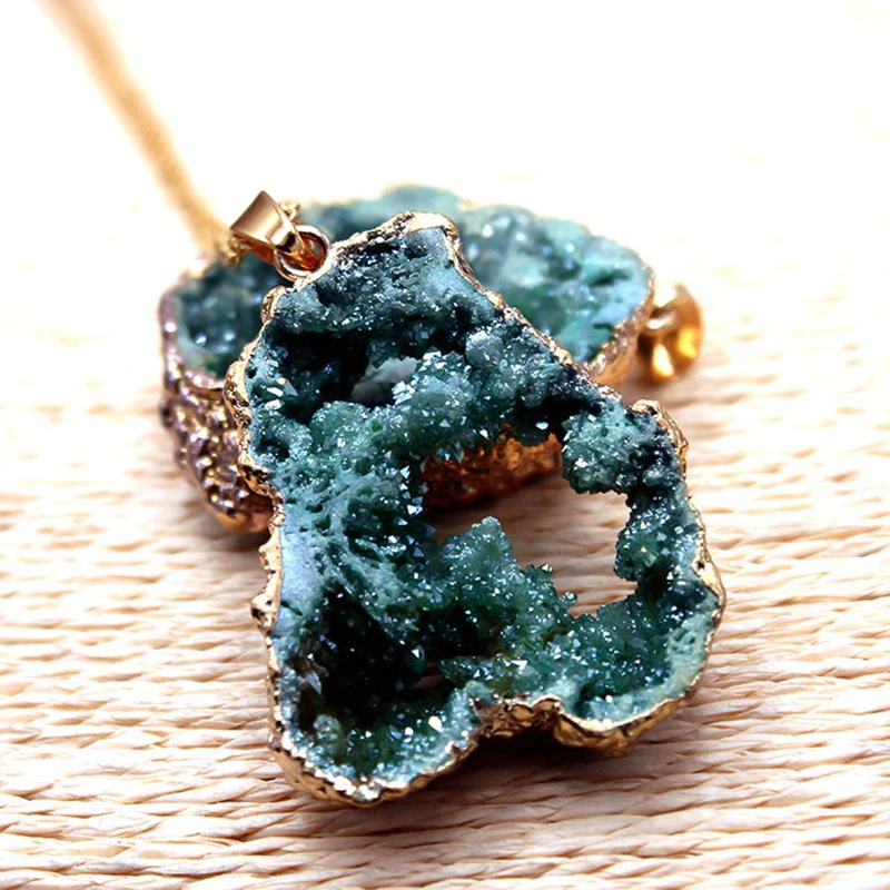 Blue Crystal Geode Necklace