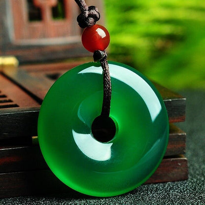 Green Jade Disk Necklace - Attract Positivity & Harmony