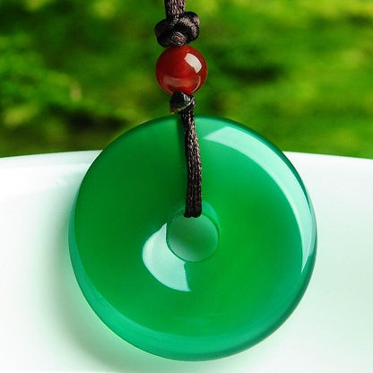 Green Jade Disk Necklace - Attract Positivity & Harmony