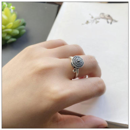 Rotating Tibetan Prayer Wheel Six True Words Mantra Ring