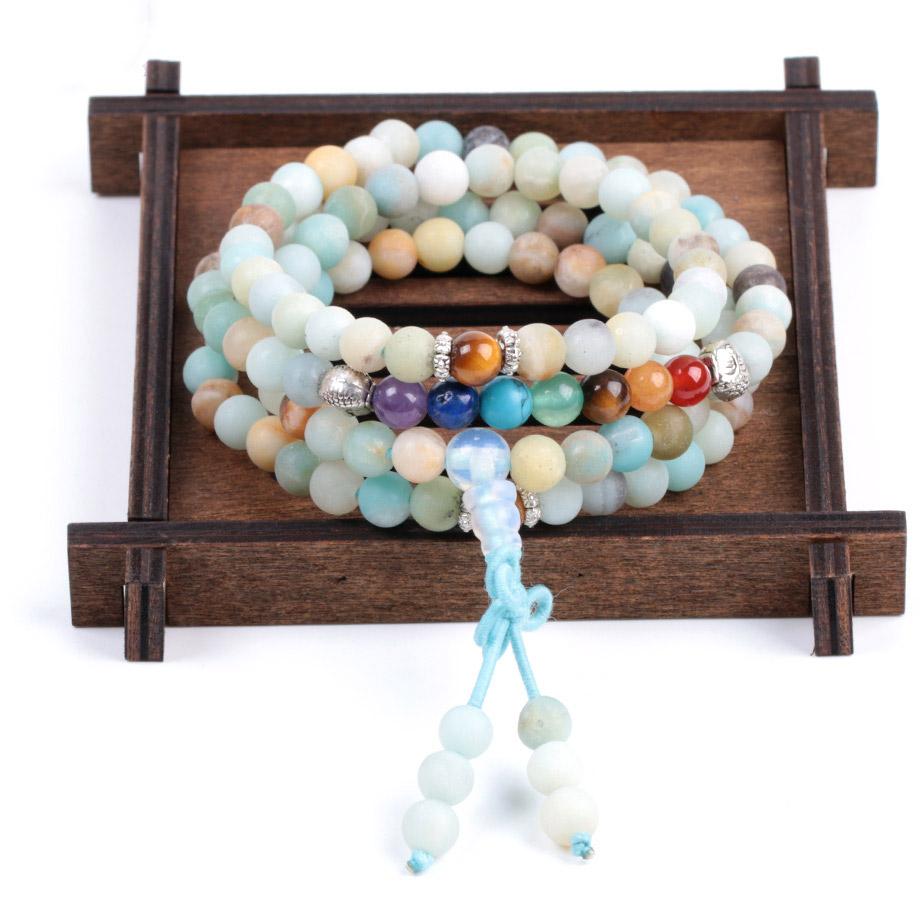 7 Chakra Amazonite 108 Mala Beads Bracelet