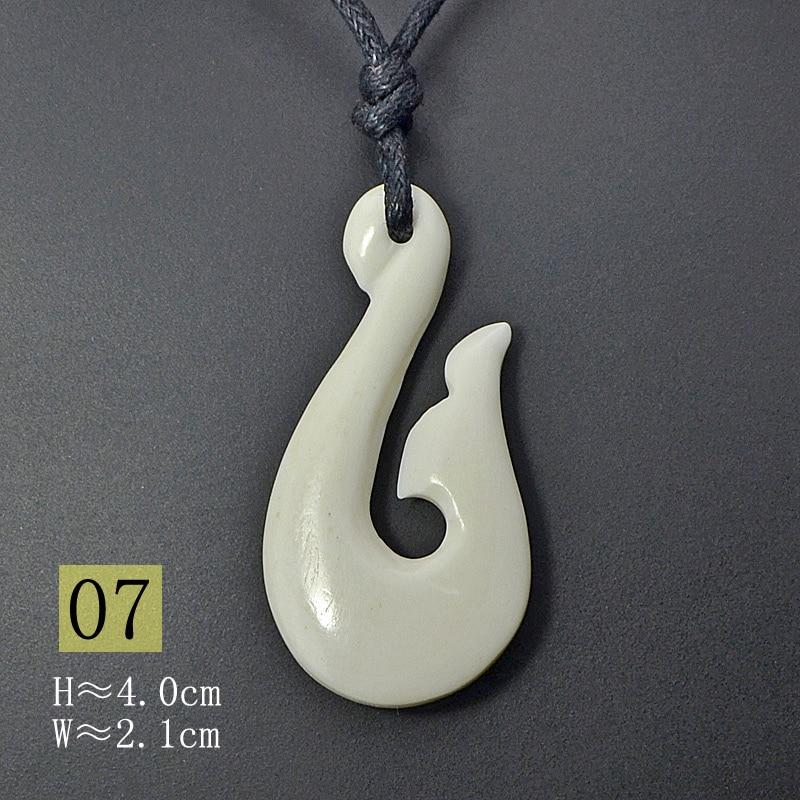 New Zealand Maori Tribal Style Hand Carved Bone 'HEI-MATAU'( Fish Hook)  SAFE JOURNEY Necklace-9 styles