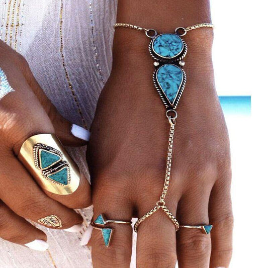 Bohemian Style Turquoise Hand Chain