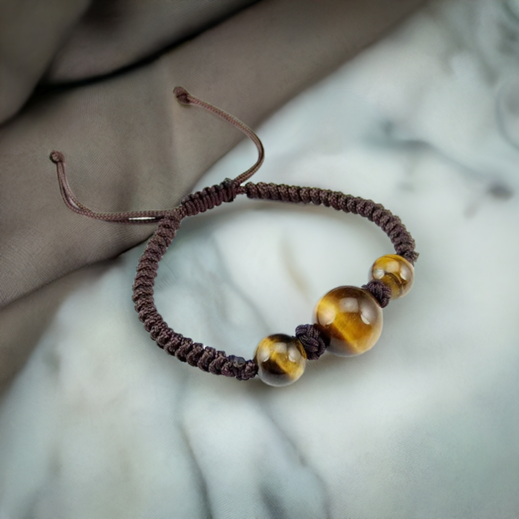 Handmade Lucky Knots Tiger's Eye Gem Bracelet