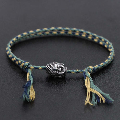 Hand braided Tibetan Cotton Rope & Stainless Steel Buddha SPIRITUAL Bracelet or Anklet-18-30cm